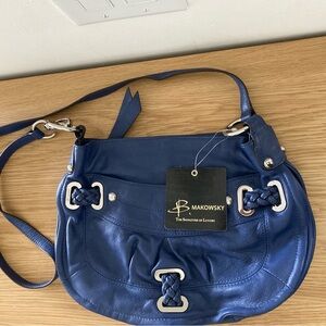 B Makowsky Indigo Claremont Cross Body Bag - NWT